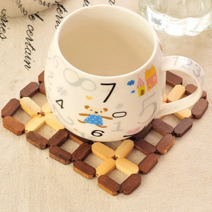 10PCS Bamboo Drink Home Coaster Tea Coffee Cup Table Mat Durable Square Placemat Hogard
