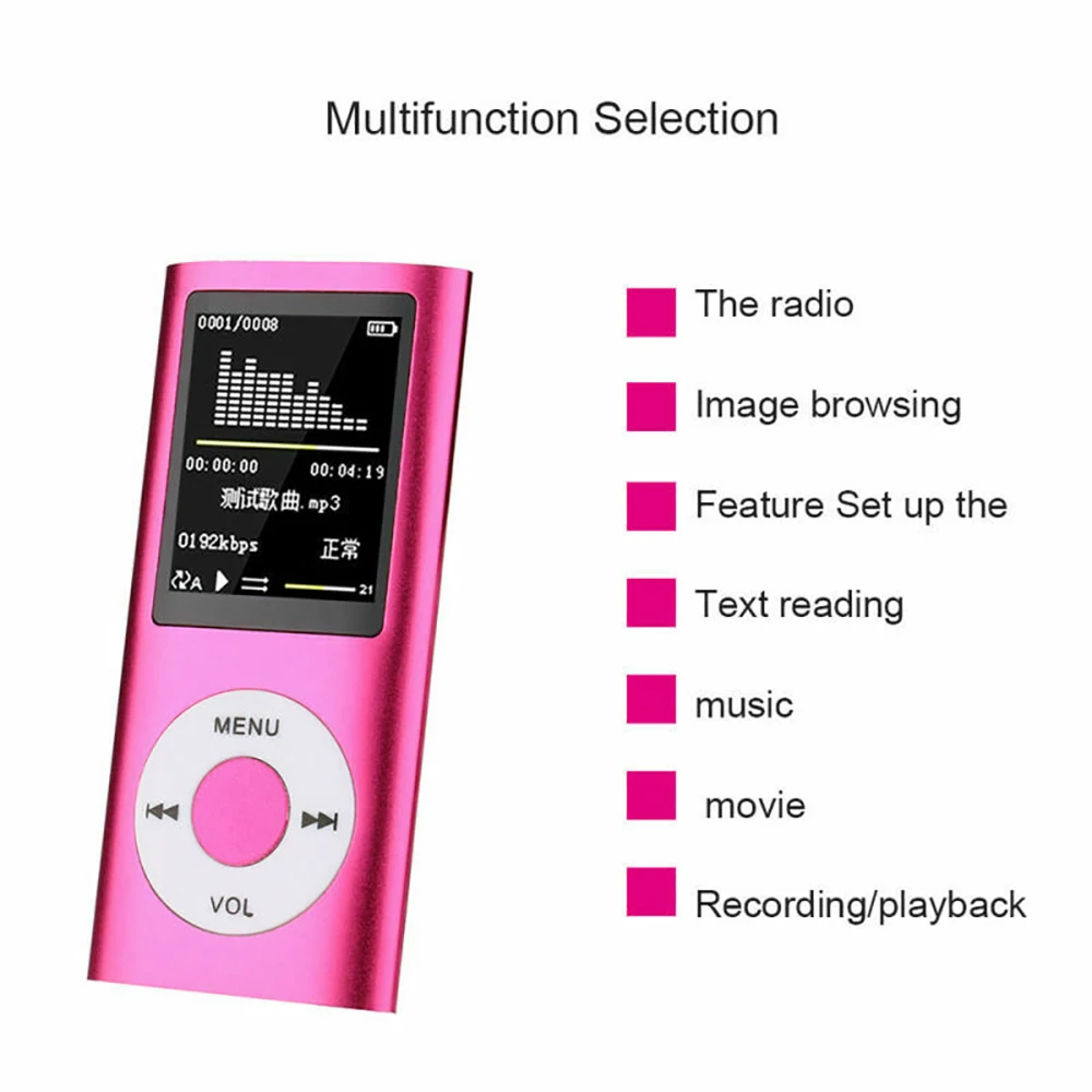 Sports Cute FM Radio Mp3 Mp4 Player Portable With 1.8 Inch LCD Support  Music Video Media Mp3 Mp4 Player For IPod Style