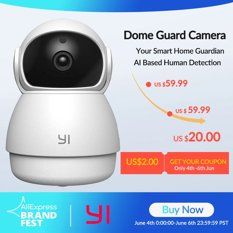Kamera IP YI Dome Guard Camera 1080P za 18 / 71zł LowcyChin.pl