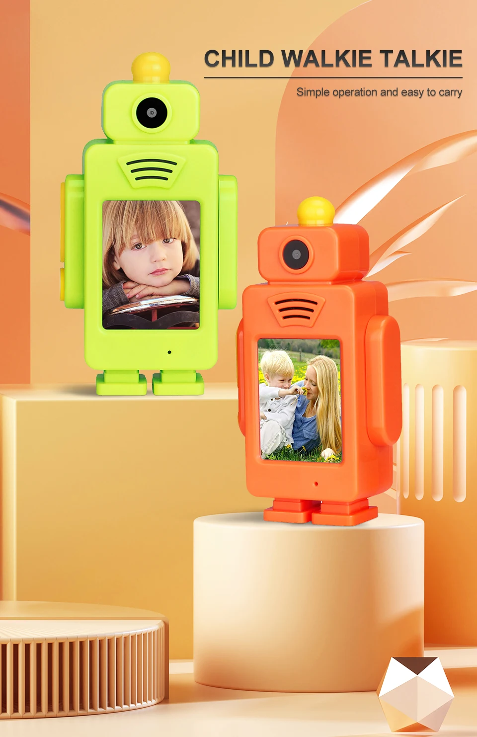 Retevis RT34 Kids Walkie Talkie Rechargeable 2pcs with Smart Video Camera LCD Screen Birthday Christmas Gifts Toy Walkie-talkie