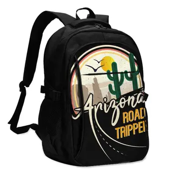 

Backpack USB Charge Women Arizona Road Tripper Cactus Student Backpack Letters School Bag Teenager Girls Backpack