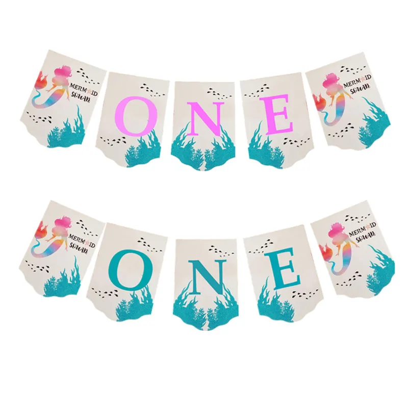 Баннер Русалка на стул для детей 1 год украшение вечеринки в честь Дня рождения