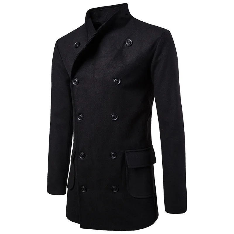Осенне-зимнее новое шерстяное пальто, модное большое пальто для лацкана галстука, дизайн талии, мужской повседневный двубортный длинный плащ, армейское пальто для мужчин