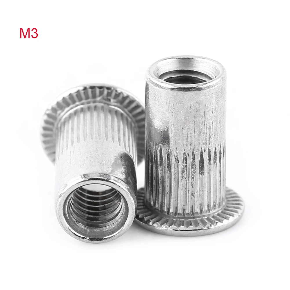 20pcs M3 20/упаковка M3-M8 с плоской головкой с резьбой потайная гайка вставка набор винт из нержавеющей стали плоская головка Метрическая резьба слепые заклепки - Цвет: 20pcs M3