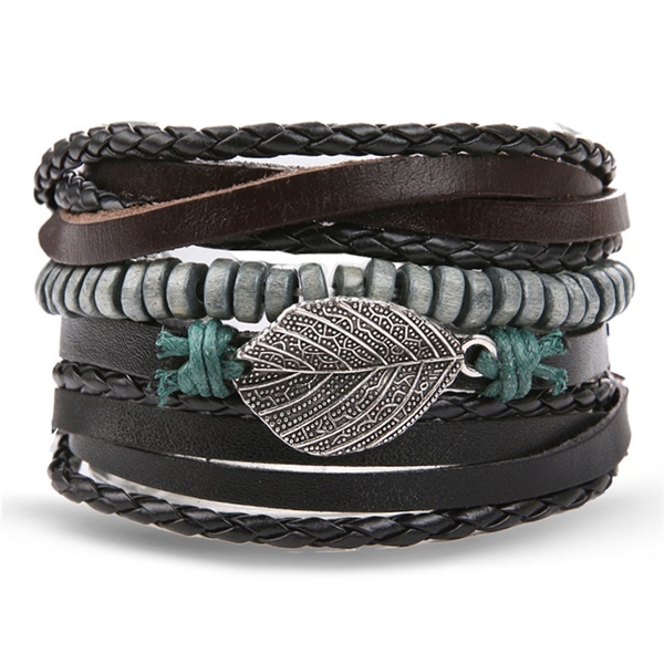 Vintage Flower Bracelets & Bangle Boho Multiple Layers Leather Bracelet 2019 For Women Man Wrap Female Punk Jewelry Gifts
