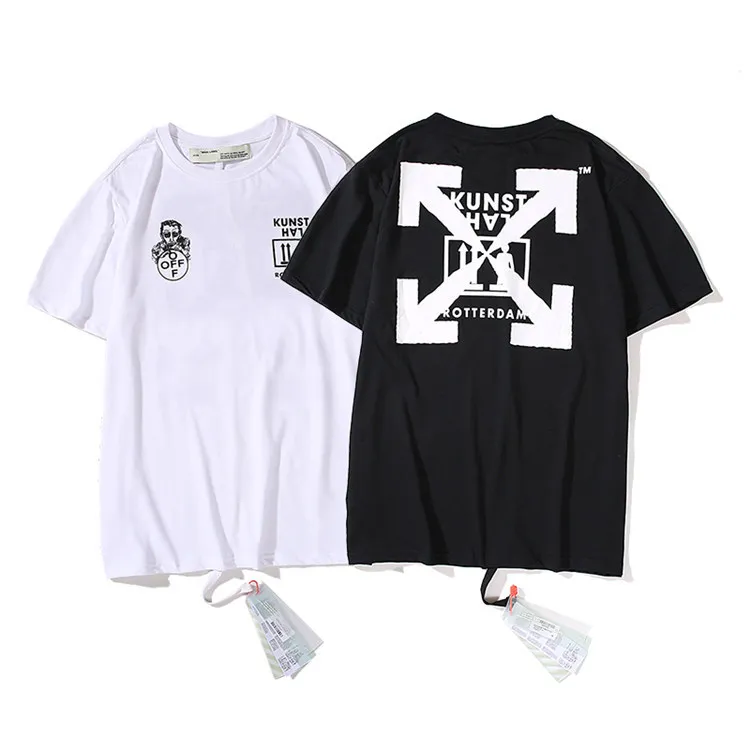 

European And American Streets Popular Brand Summer Wear Ow Qualified Irregular Arrowhead Half Sleeve Short Sleeve Couples Fashio