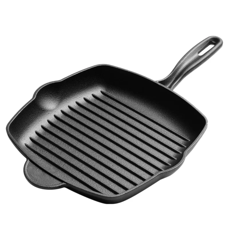 

Thick Cast Iron Steak Frying Pan Stripe Steak Pan Uncoated Non-Stick Household Frying Pan Special Pan Frying Pan