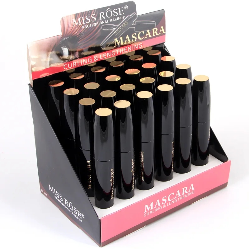 24 шт./лот Miss Rose Профессиональный макияж коробка для туши для утолщающие удлинение, тушь для ресниц и бровей Водонепроницаемый Colossal тушь для ресниц Набор