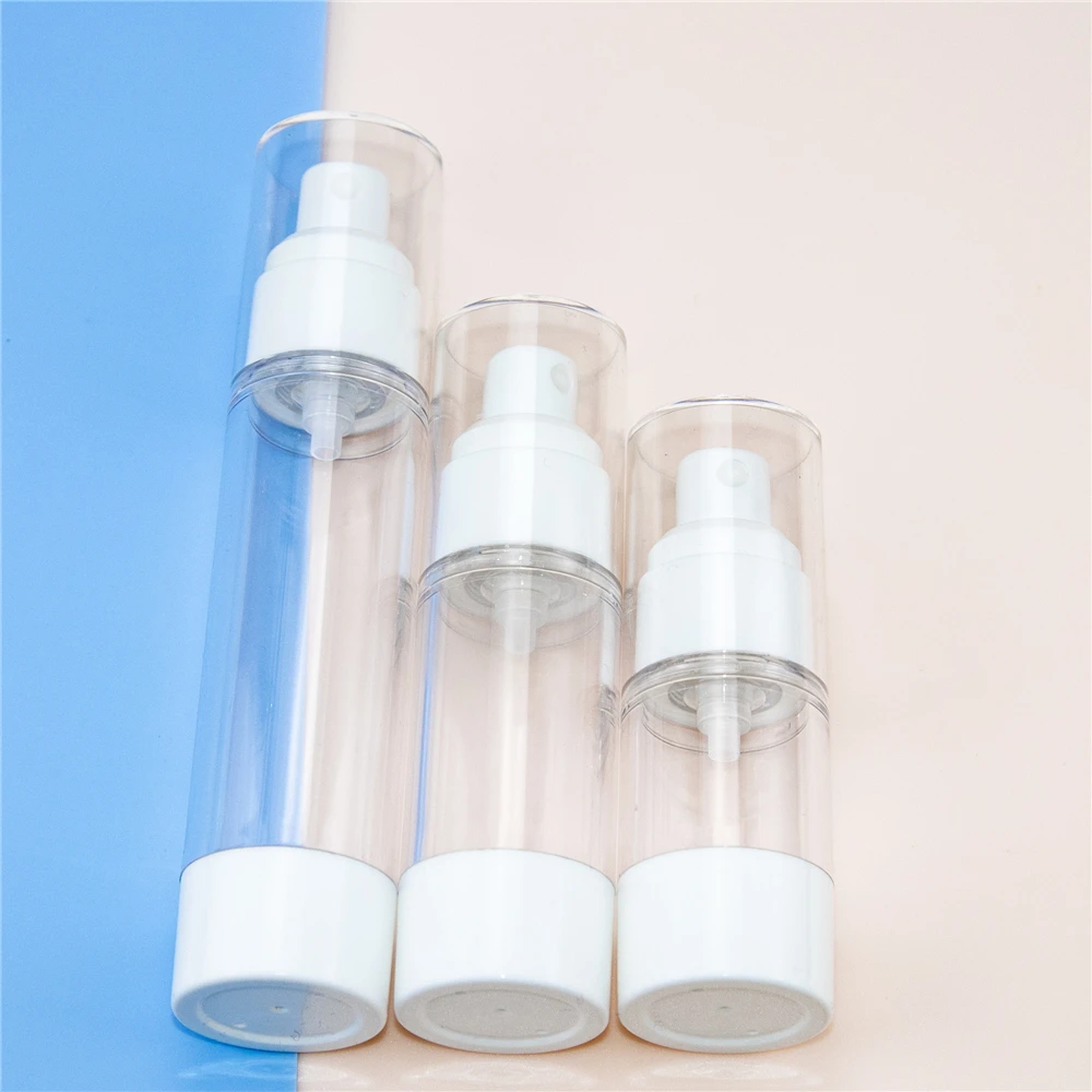 12Pcs 15ml 30ml 50ml Hyaline Plastic Vacuum Mist Bottles Refillable Clear Vials Portable Home Style Vacuo Spray Jars