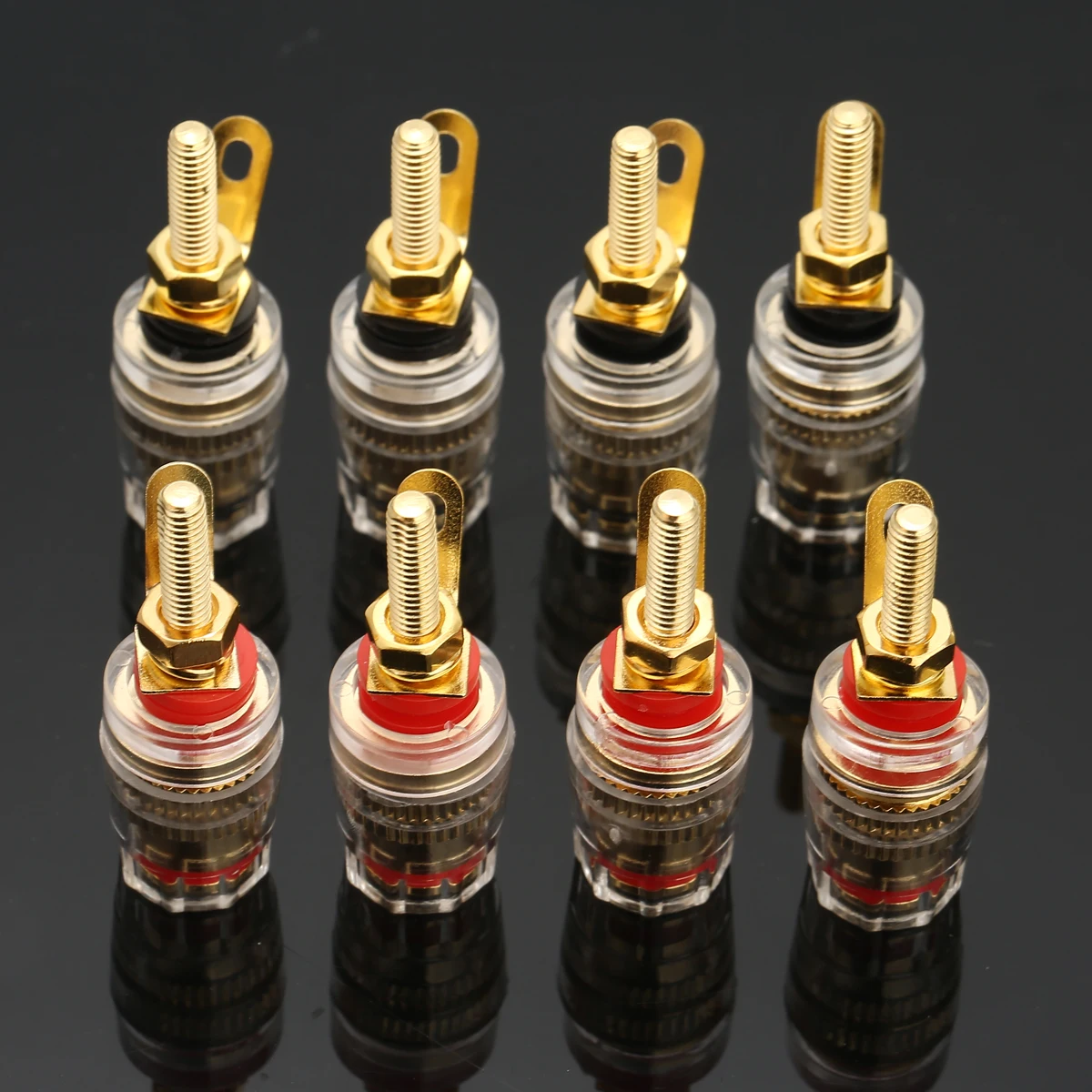 

8pcs 42mm Gold Plated Amplifier Speaker Terminal Binding Post Banana Plug Jack Amplifier Connector Plug for 4mm Banana Plugs