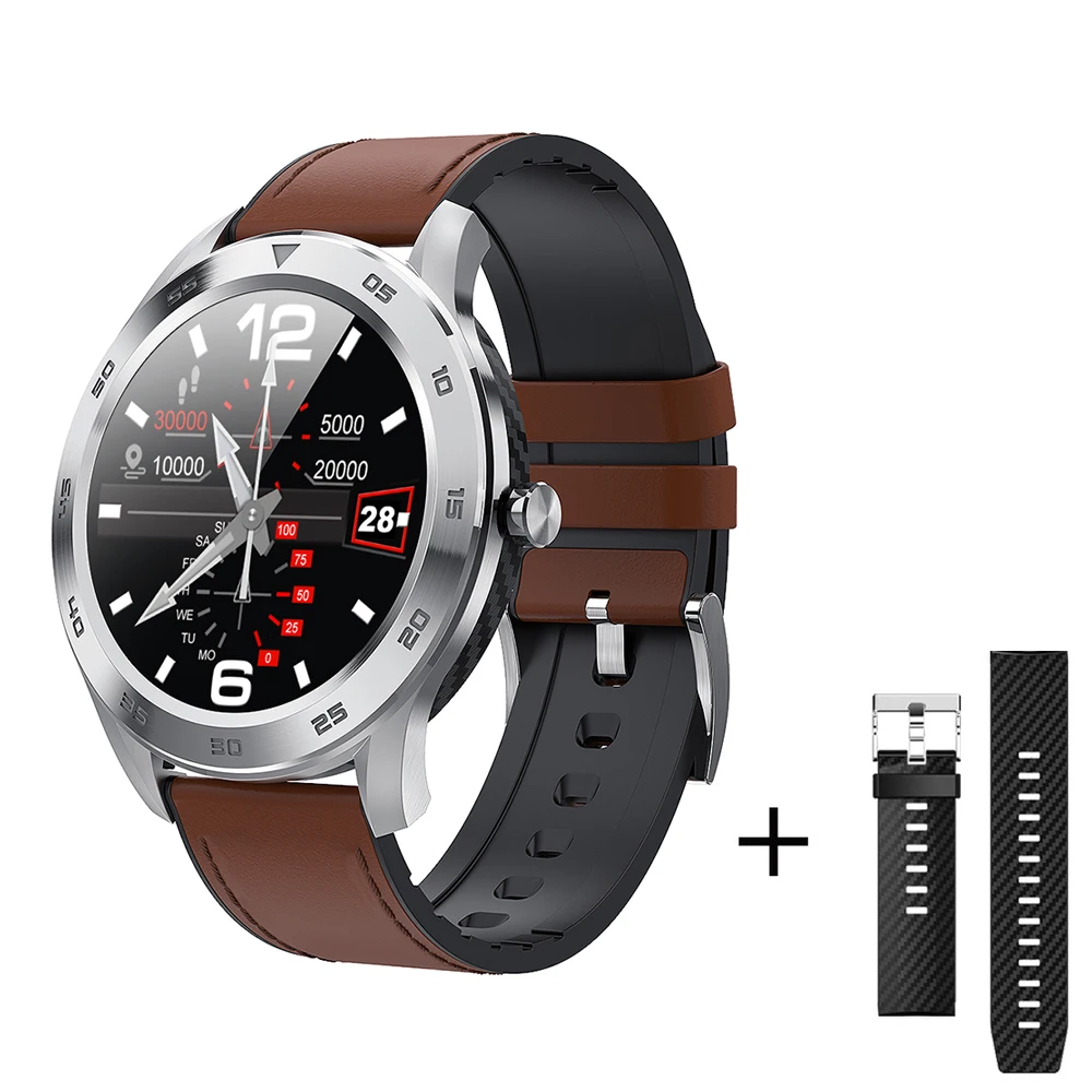 Light Brown Leather Спортивные Bluetooth звонки Полный Круглый сенсорный экран уведомления о сообщениях Смарт часы ЭКГ сердечного ритма несколько циферблатов Smartwatch - Цвет: Light Brown Leather