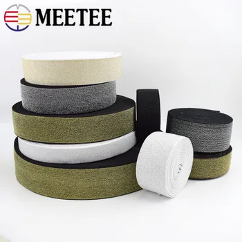 

Meetee 5/10meters 20-50mm Gold Silver Silk Elastic Band Polyester Rubber Webbing DIY Waistband Skirt Belt Sewing Accessories