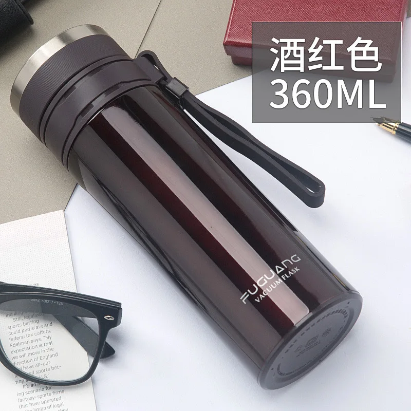 Red Wine Fuguang теплоизоляционная чашка для спорта на открытом воздухе, портативный термос, чашка для воды, 304 нержавеющая сталь, автомобильный подарок, пользовательский термос, бутылка - Цвет: Red Wine