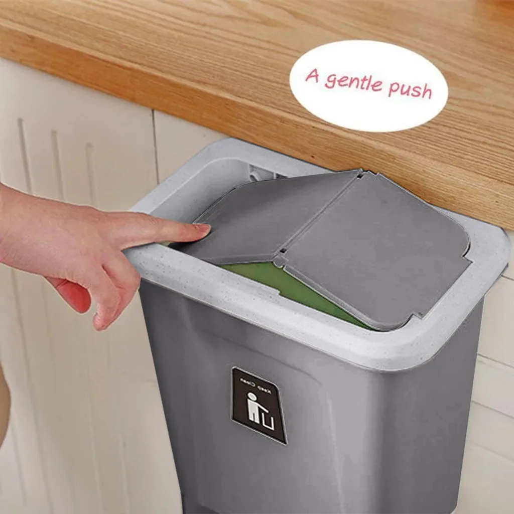 Folding Waste Bin Kitchen Cabinet Door Hanging Trash Bin Trash Can Wall Mounted Trashcan For Bathroom Toilet Waste Storage