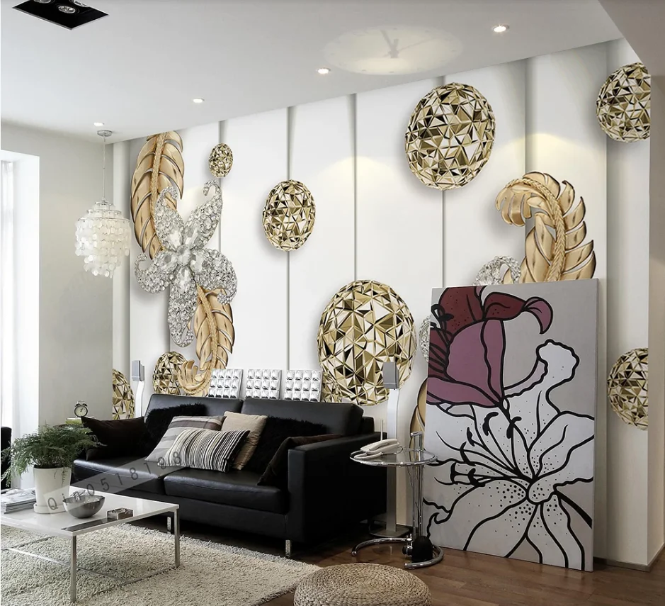Papel de parede personalizado 3d mural jóias em relevo simples moda novo estilo chinês tulipa fundo ouro rendas jóias flor murais 27 He92a23e9fd7448d78180144623b8da1aW