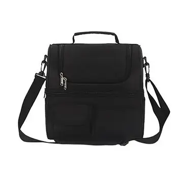 

Lunch Bag Double Layer Waterproof Cooler Insulated Thermal Zipper Picnic Box Container Handbags With Shoulder Strap