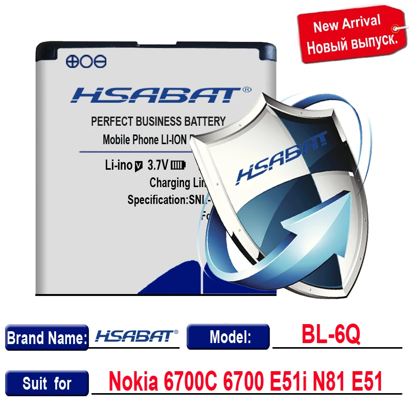 HSABAT Батарея для Nokia BL-4B BL-4D BL-4C BL-4CT BL-4U BL-5B BL-5BT BL-5C BL-5CT BL-5J BP-5M BP-6X BL-6Q BLC-2 BLD-3 BLB-2 - Цвет: BL-6Q