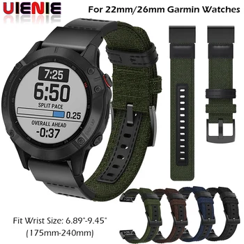 

26 22MM Watchband Strap for Garmin Fenix 6 6X Pro 5X 5 Plus 3 3HR Forerunner 935/945 Watch Quick Release Nylon Canvas Wrist Band
