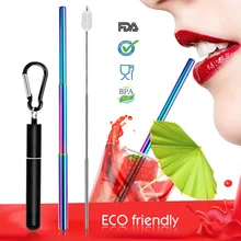 VIP Ссылка для нержавеющей многоразовая металлическая соломинка телескопическая