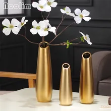 Скандинавская матовая Золотая и серебряная керамическая ваза для цветов, современный минималистичный Европейский контейнер для сушеных цветов, домашний декор для гостиной