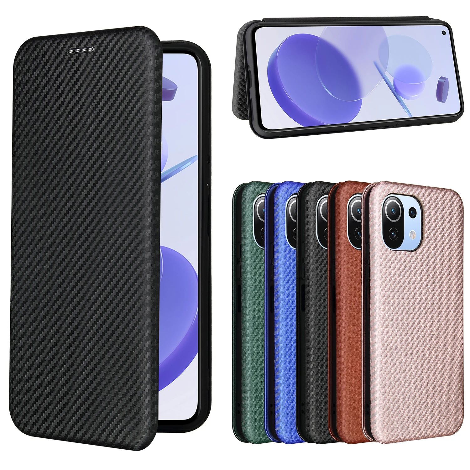 Per Xiaomi Mi 11 Lite Custodia Per Xiaomi Mi 11 Pro Custodia In Pelle Flip In Fibra Di Carbonio Per Xiaomi Mi 11 Ultra Custodia Cover Mi 11