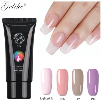 

Gelike 60ml Jelly Acrylic Poly Fast Uv Builder Base&Top Coat 6 Color Nail Art Form Brush Polygel Tools