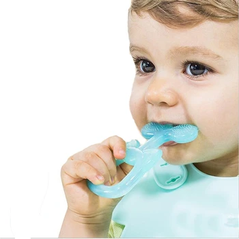

Baby Teether Silicone Hand Training Pacifier Chew Oral Tool Molar Rod Baby Anti Eating Cleaning Teething Toys Baby Health Care