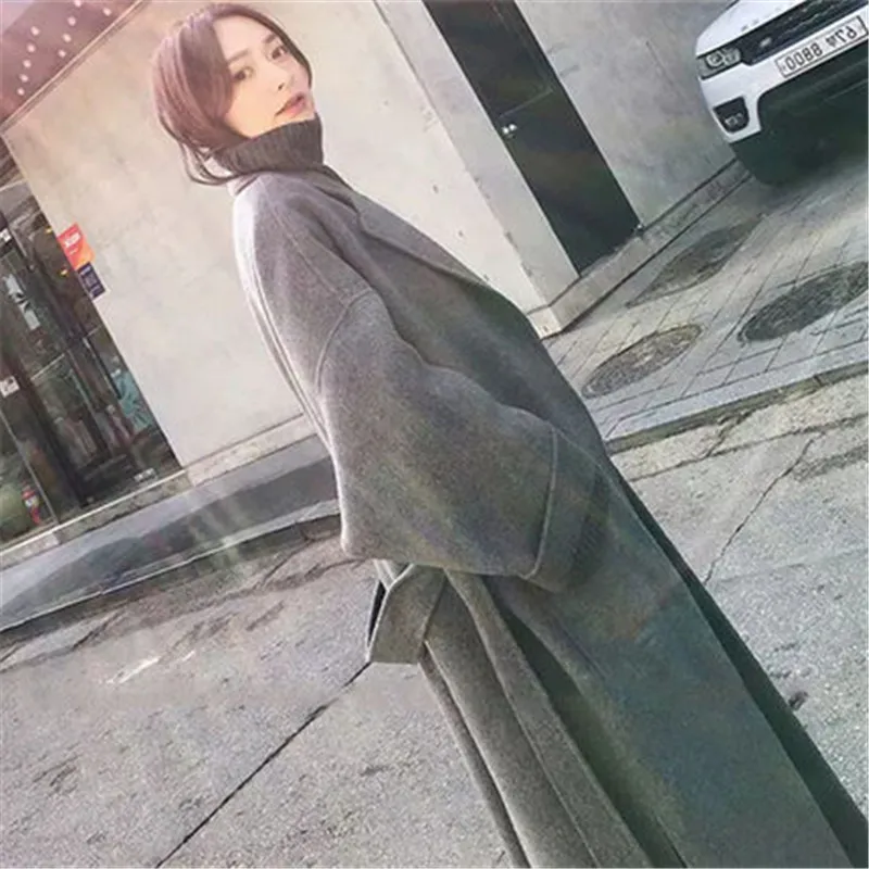 Винтажное шерстяное женское осеннее пальто зимние длинные шерстяные куртки для женщин с поясом пальто XA177