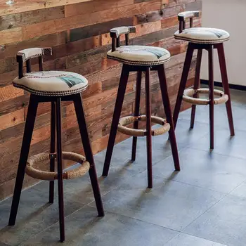 

Bar Chair, Solid Wood High Stool, Front Desk Chair, Chair, Back Chair, Bar Table, Chair, Northern Europe Bar Stool, Household Hi