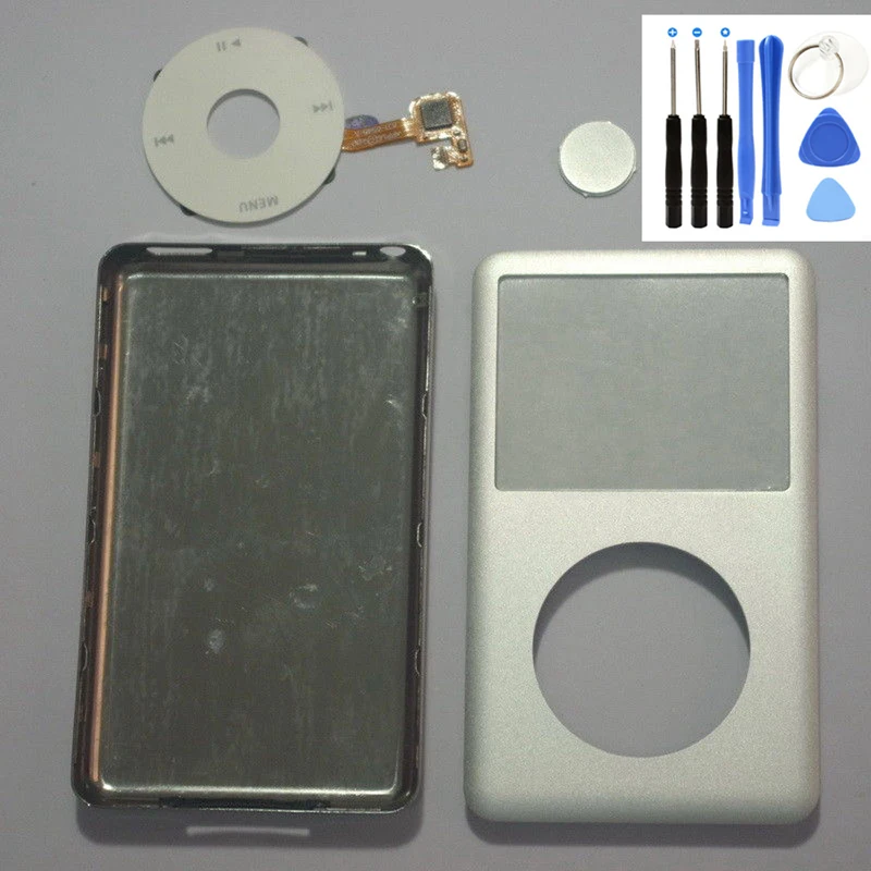 

Silver Front Cover Silver Back Housing White Clickwheel Silver Button For iPod Classic 6th 7th gen 80gb 120gb 160gb