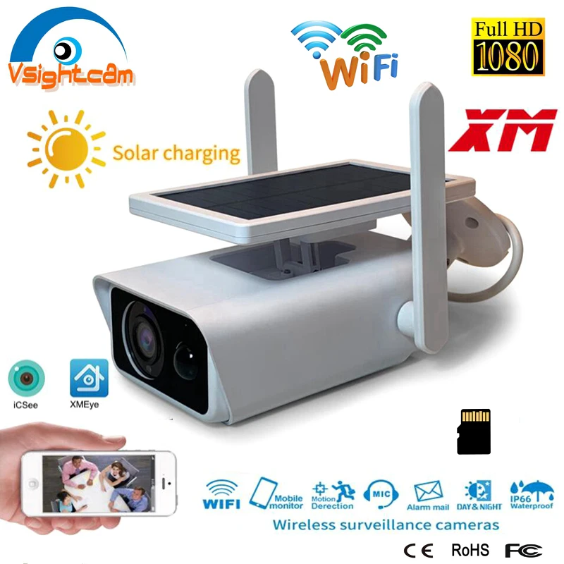 Waterproof Home Security Solar Energy WIFI IP Camera 1080P HD CCTV Network Outdoor Indoor IR Wireless Surveillance Cameras