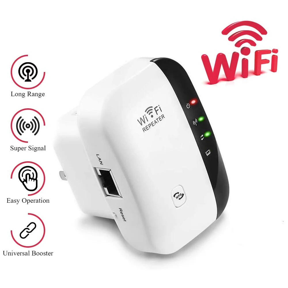 

WiFi Range Repeater 300Mbps Wireless Router Signal Booster, Supports Repeater 2.4G Network with Built-in Antenna LAN Port