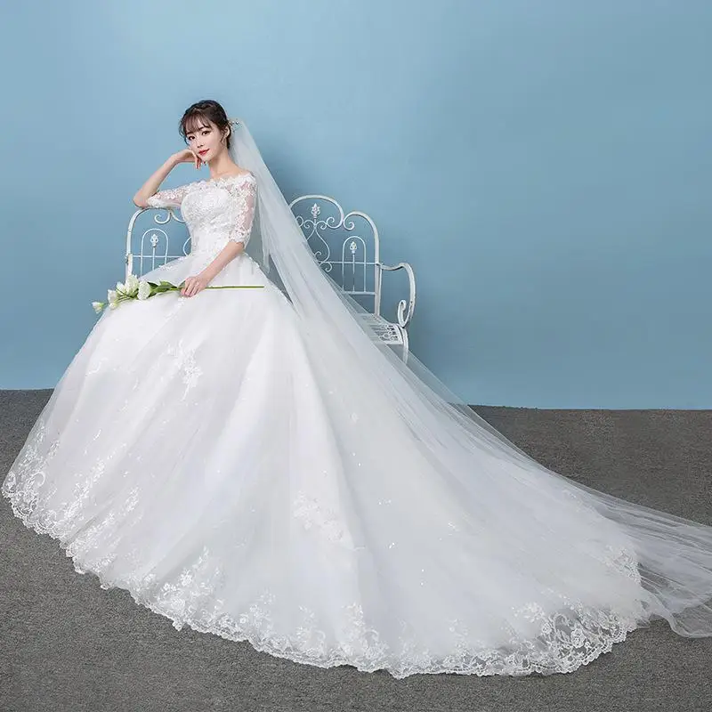 Robe De Mariee свадебное платье с коротким рукавом Новое свадебное платье для принцессы с открытыми плечами Vestido De Novias