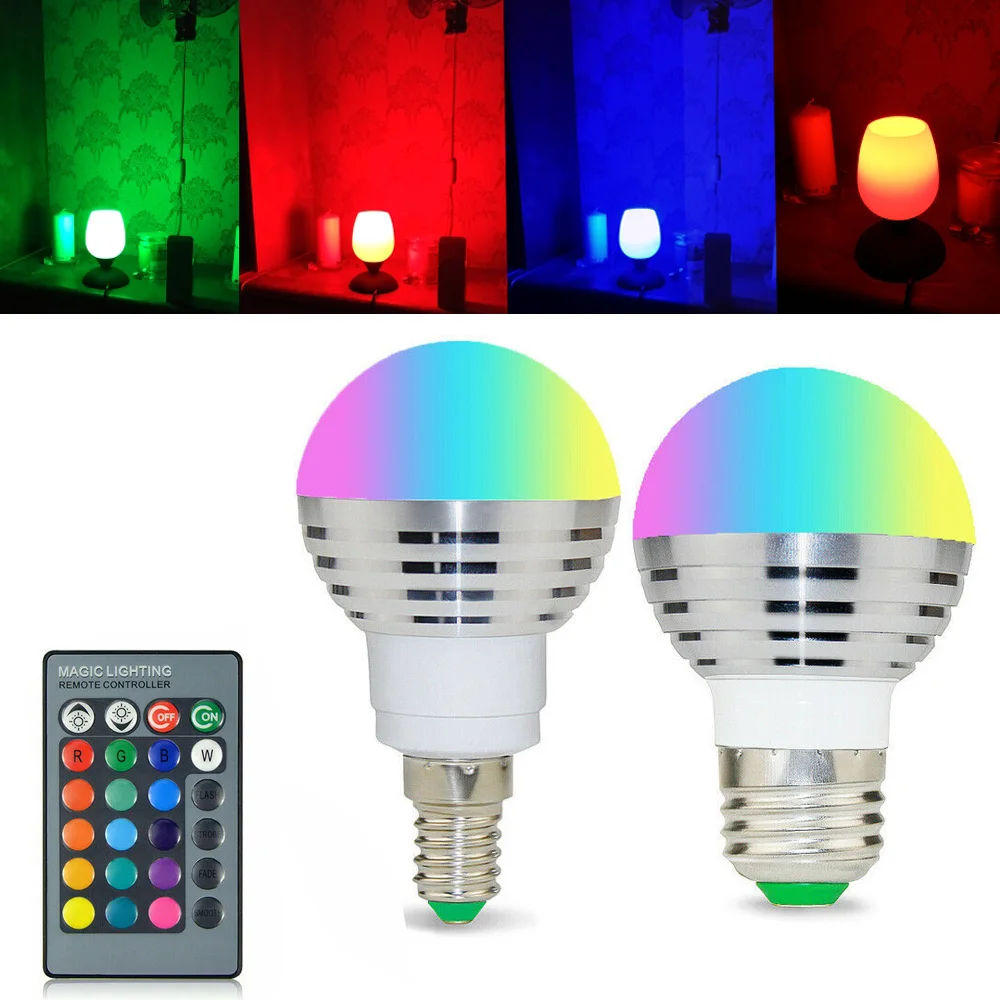 E27 E14 RGB светодиодный светильник 16 цветов волшебный ночник лампа с регулируемой