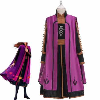 

New Year Snow Queen 2 Anna Princess Cosplay Costume Girls Christmas Carnival Party Anna Dress Leggings Cloat Set Birthday Gift