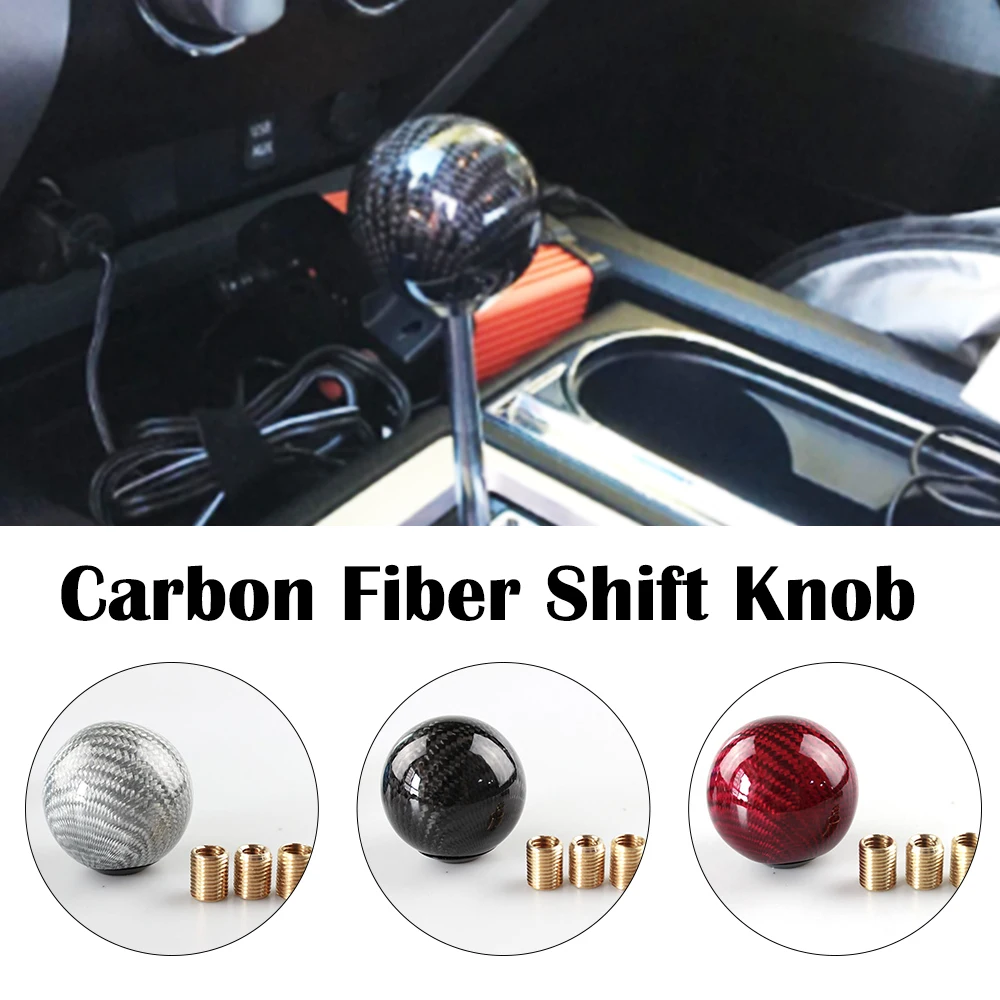 

Universal Carbon Fiber Gear Knob Manual Transmission Aluminum Gear Shift Knob Shifter Lever Round Ball Shape Car Accessories
