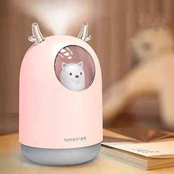 

Humidifier Air Oil Diffuser Led Lamp Cool Mist Aroma Ultrasonic Home Appliances Romantic Color USB 300ml Cute Pet Humidificador