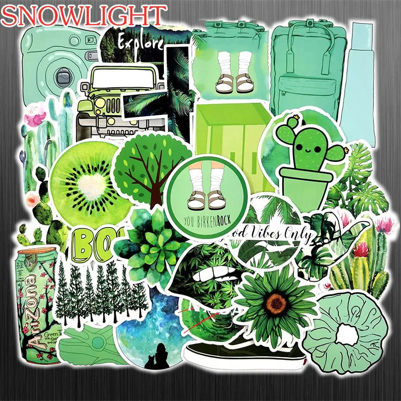 HOT 50pcs/Lot Anime Cartoon Vsco Girl Green Sticker For Motorcycle Animals Stickers Kid Toy Waterproof Laptop Skateboard Sticker