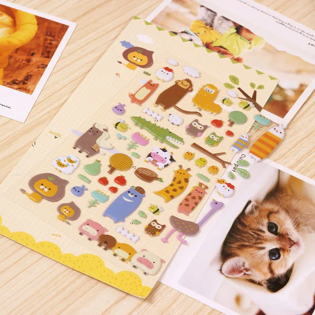 SST1 Cute Cartoon Zoo Stereo Bubble Sticker Children s Toy 3D DIY Diary Decoration Mobile Sticker 2