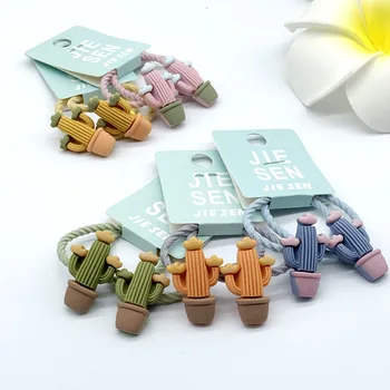 

Lovely Cartoon Mushroom Cactus For Girls Hand Knotted Women Elastic Candy Hair Bands Kid Children Rubber Bands High Elasticity