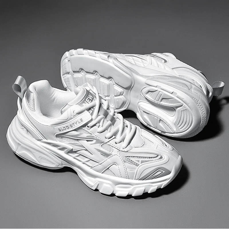 

2019 Autumn New Star Stylish White Leather Chunky Women Casual Shoes Couples Trainers Lace Non-Slip Platform Women Men Sneakers