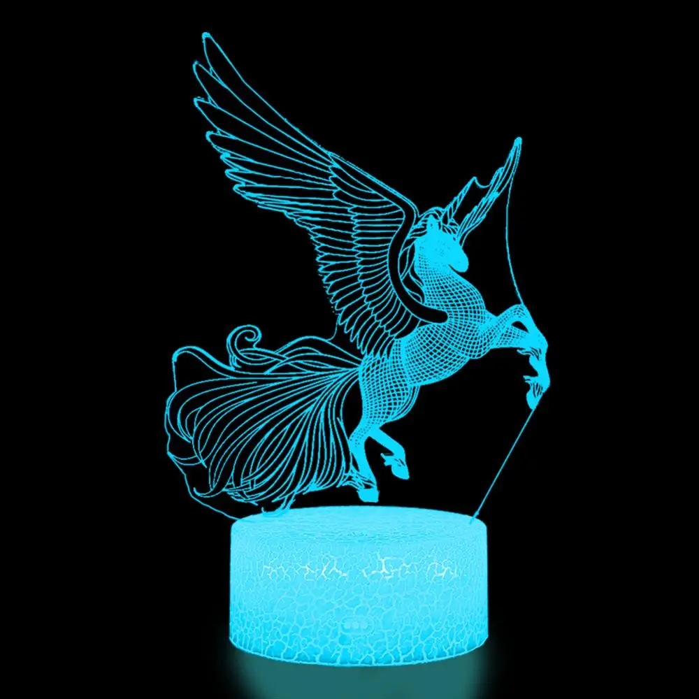 3D светильник Единорог светодиодный детский Ночной светильник 16 цветов милый дистанционный Настольный ночной Светильник детский день рождения праздник девушка друг каваи Рождественский подарок - Испускаемый цвет: 9