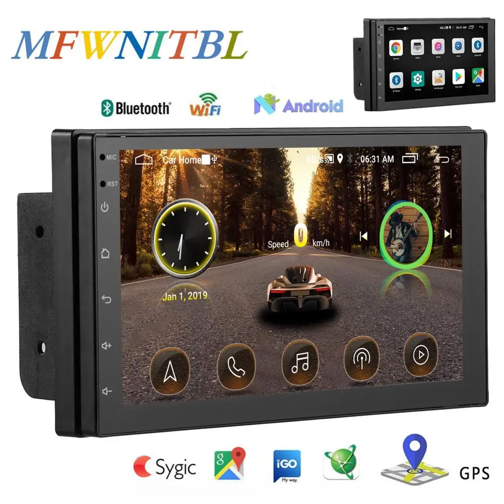 Автомобильный мультимедийный плеер 2Din Android GPS навигация HD Bluetooth Wi-Fi USB Mirrorlink 2 DIN