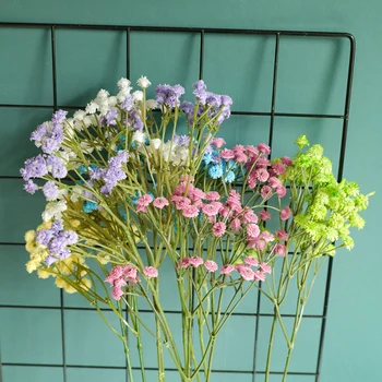 Flores artificiales de respiración para bebés, flores artificiales de plástico Gypsophila DIY, arreglo de ramo de flores, decoración para el hogar de boda, 90 cabezas de flores
