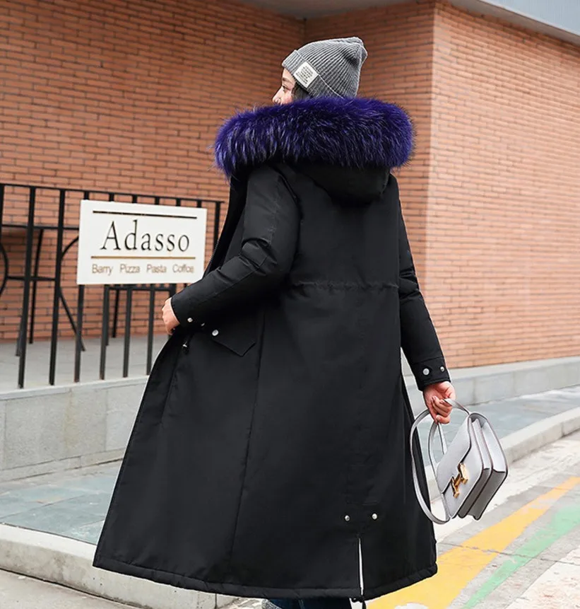 Women's Warm Coat jacket With Velvety Lining Women Extra Size Slim Long Coat Women Winter Big fur Hoodie Parker Mujer coat