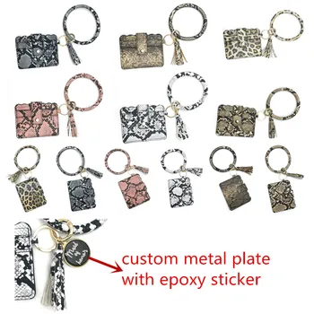 

Custom Bride to Be Party Favors Keychain Bracelet- Round Bangle Key Ring Bracelet for Women Wristlet Keychain with Card Holder
