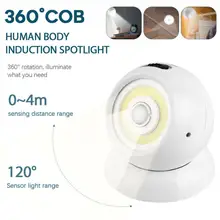 Luzes da noite led sem fio sensor de movimento luz rotação 360 graus auto pir ir infravermelho detector lâmpada segurança para casa