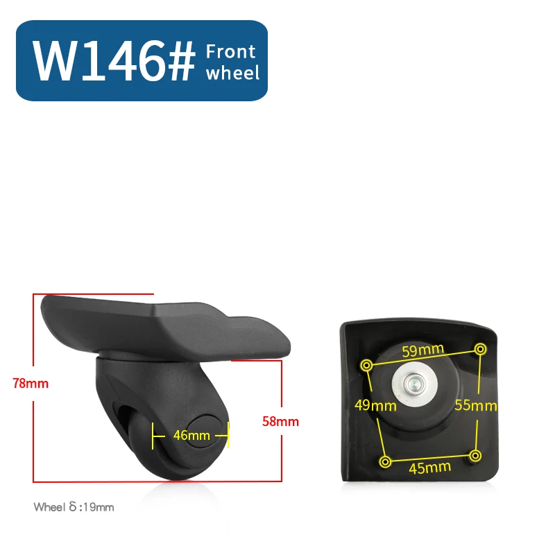 W146(2 Wheels)Front Чемодан для багажа, сменные колеса, Высококачественная дорожная сумка, запчасти для ремонта, износостойкий набор инструментов, новая мода, бесшумные колеса - Цвет: W146(2 Wheels)Front