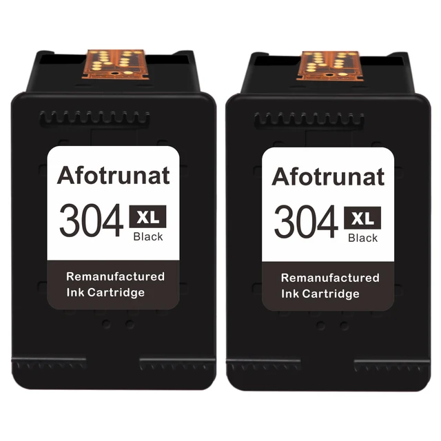 Afotrunat Compatible ink cartridge for HP 304 304XL HP DeskJet 2620 2625 2630 2635 3700 3720 3730 3735 3755 Envy 5010 5010 5020 5055 304B x 2