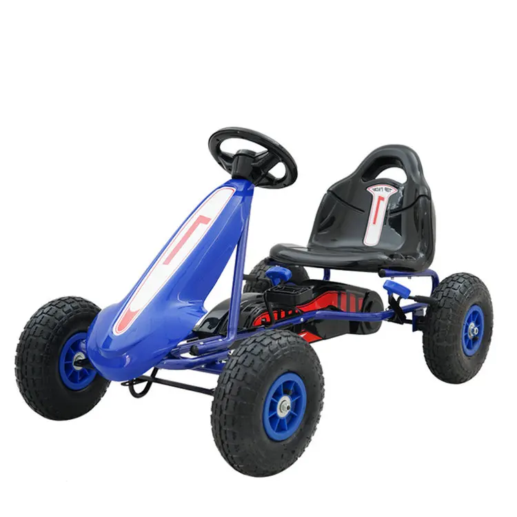 3-10ages 4-х колесных детей Go Kart с резиновыми колесами, Сталь рамка для езды на велосипеде картинг, Детские Go kart с ручным тормозом - Цвет: Синий